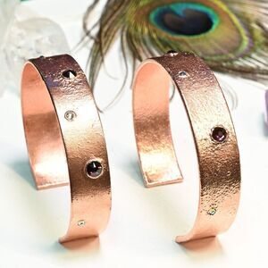Purple Swarovski Crystal Copper Cuff Bracelet